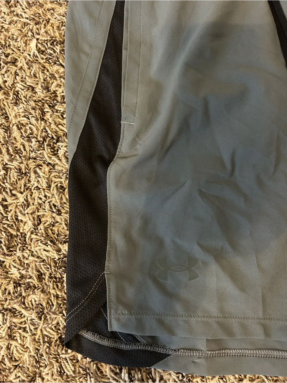 Under Armour Men's Olive Gray Athletic Shorts with Black Accents - Picture 5 of 5